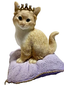 Vintage Lenox Cat Figurine Pretty As A Princess On Pillow With Crown 3.4 x 3.5 - Picture 1 of 9