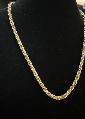 Antigo Colar de Corrente Torcida Monet 11 3/4” Prata e Ouro Corda Texturizada de Dois Tons - Imagem 1 de 4