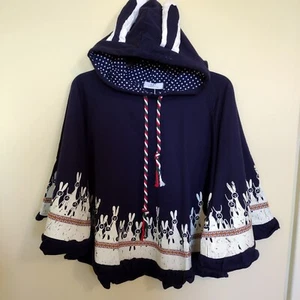 Girls NWT Rabbit Ear Hooded Pullover Long Sleeve Sweatshirt Shawl Cape One Size - Picture 1 of 6