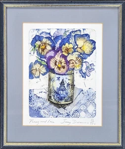 Jenny Devereaux Etching Pansy and Lace - Picture 1 of 6