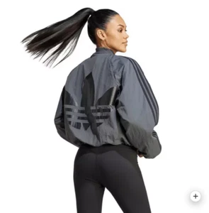 adidas Women's Originals Back Trefoil Oversized SST Jacket - Grey Six- L - Picture 1 of 6
