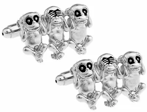 Three Wise Monkeys Hear See Speak no Evil monkey Cuff links by CUFFLINKS DIRECT - Picture 1 of 8