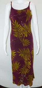 Loco Lindo Vintage Purple Green Floral Slip Midi Dress Size M Tropical Floral - Picture 1 of 3