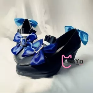 Game Genshin Impact Furina Cosplay Shoes Boot Lolita Bow High Heels Accessorie - Picture 1 of 5