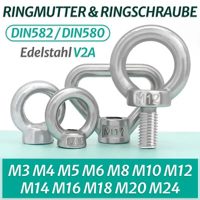 Ringmutter DIN582 DIN580 Muttern Ringschraube M3-M24 Edelstahl V2A Augenschraube - Bild 1 von 4