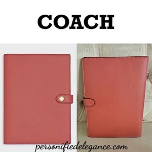 Cuaderno diario planificador Coach Taffy de cuero liso dorado rosa - Imagen 1 de 17