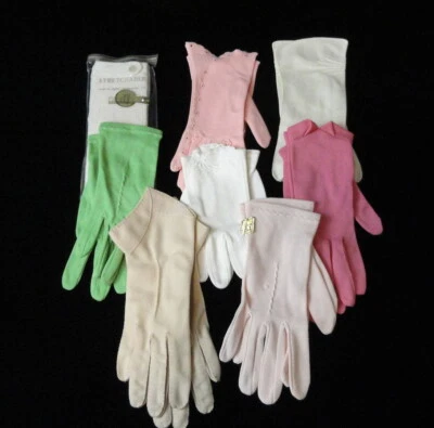 U-PICK-Guantes de vestir informales vintage de mediados de siglo/MCM para damas-rosa, blanco, verde, beige Foto 1 de 4