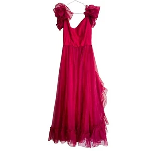 Vintage Fancy Frocks Phyllis Gerrans Prom Party Dress Pink Ruffles size 11 Gown - Picture 1 of 10