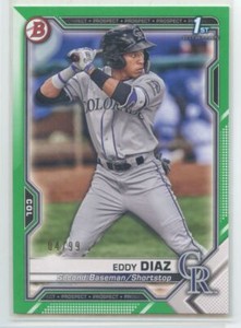 2021 Bowman Prospects Eddy Diaz Rookie 04/99 Colorado Rockies #BP-33 Green