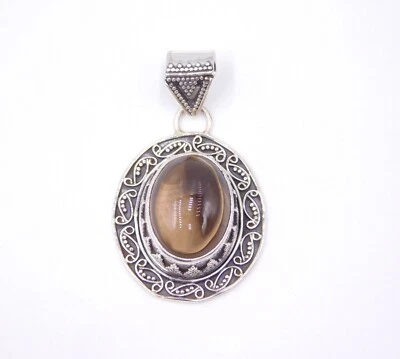 13.90 Gm 925 Sterling Silver Natural Smoky Quartz Gemstone Pendant Size 1.80" - Imagem 1 de 4