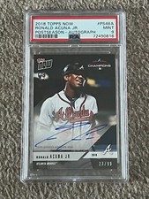 2018 TOPPS NOW PostSeason Ronald Acuna Jr RC #/99 on card Auto Braves PSA 9 MINT