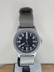 MWC L Military Watch Date Window Screw Crown & Back olive green strap FEB 2012. - Picture 1 of 7