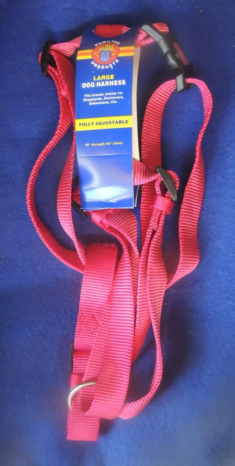 Arnés de nailon para perros grande rojo Hamilton Products ajustable 30"-40" pecho nuevo con etiquetas Foto 1 de 1