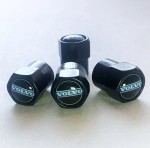 Black Volvo Wheel Valve Dust Caps. C40 XC40 XC90 XC60 V60 S60 EX30 etc - Picture 1 of 4
