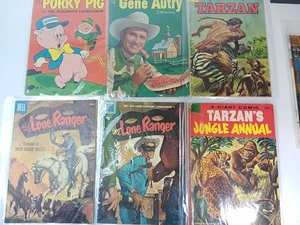 Lot of 6 Dell Comics including Dell Giant Comic Tarzan. 50's 60's. See - Picture 1 of 4