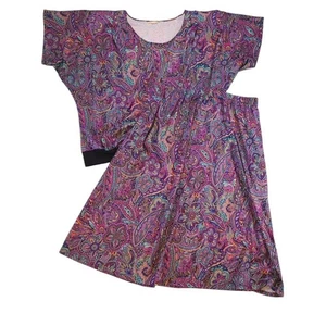 Conjunto de blusa floral de cachemira vintage de 2 piezas para mujer de los 80 talla grande - Imagen 1 de 9
