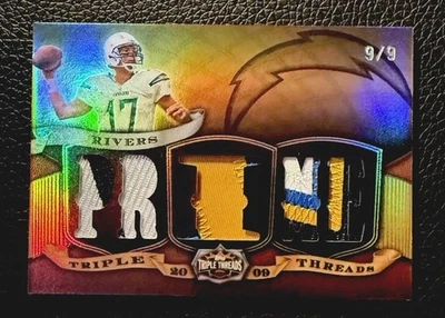 2009 Topps Triple Threads Philip Rivers Patches Bolt Logo Game Worn 9/9!!!🔥💎 - Image 1 of 2