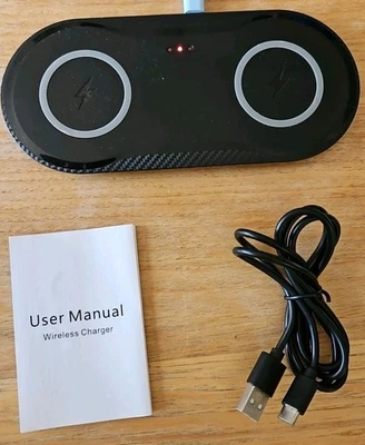 2in1 Dual 20W Wireless Charger Mat Charging Pad (Tested) New In Box - Image 1 of 4