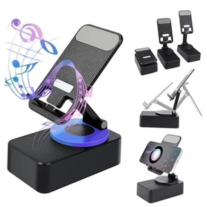 Wireless Induction Bluetooth Speaker Stand, Foldable Cell Phone Stand Black - Picture 1 of 8