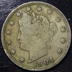 1904 Liberty V Nickel 5c US Münze Philadelphia Mint - Bild 1 von 2