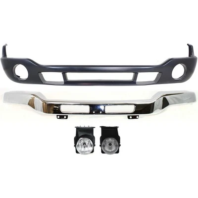 Front Bumper Cover Kit For 2004-2006 GMC Sierra 1500 Chrome Steel With Fog Light - Image 1 of 4