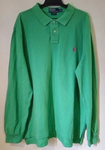 Polo Ralph Lauren Custom Fit Green Long Sleeve Polo Shirt Mens Size Xxl - Picture 1 of 9