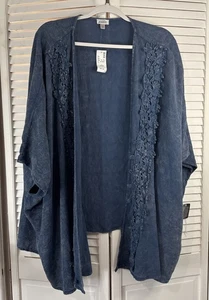 Cardigan Size 26/28 New Blue Boho Fancy Old Money Back To School Avenue - Picture 1 of 9