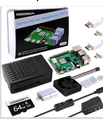 GeeekPi For Raspberry Pi 4B Starter Kit Highest RAM 4GB Model B 1.5GHz 64 GB - Image 1 of 4