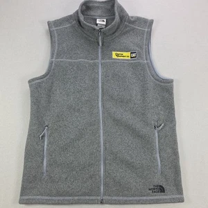 The North Face Sweater Fleece Vest Men's Large Gray CAT Tractor Equipment Logo - Picture 1 of 11
