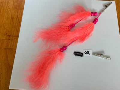 Coral Feather Hair Extension or Roach Clip Retro - Image 1 of 4