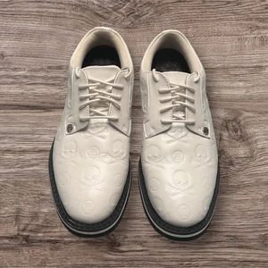 G Force White Leather Golf Shoes Debossed Skull Gallivanter Size 8 G4MCOEF22 - Picture 1 of 7