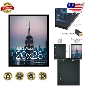 Elegant 20x26 Black Solid Wood Poster Frame with Acrylic Front - Stylish Display - Picture 1 of 7