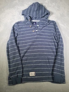 johnnie-O Hoodie Outboard Henley Boys 16 (XL) Terry Cloth Blue Stripe FLAW - Picture 1 of 15