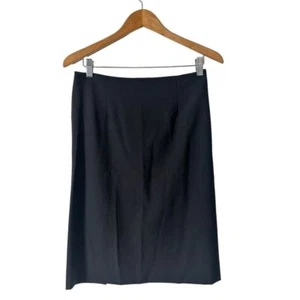Theory Womens Size 6 Black Pencil Skirt Back Double Split Wool Blend Office - Imagen 1 de 12
