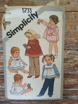 Simplicity 5733 Vintage 80' Toddlers' Pants,top,Pinafore,Sundress Size 1 Uncut - Image 1 of 2
