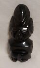 Antike Maya Azteken Statue Onyx Obsidian Mexiko Krieger Kopf Stein Figur Massiv