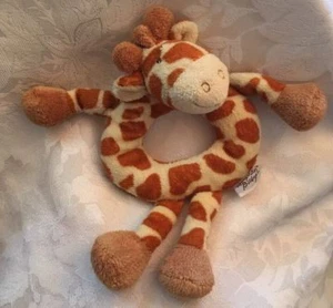 Stephan Baby Giraffe Ring Rattle Plush Yellow Brown Soft Toy Jungle Safari Theme - Picture 1 of 3