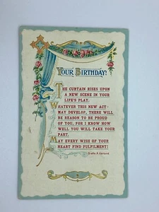 Postcard Birthday Poem Brette A Garland 1913 H85 - Picture 1 of 2