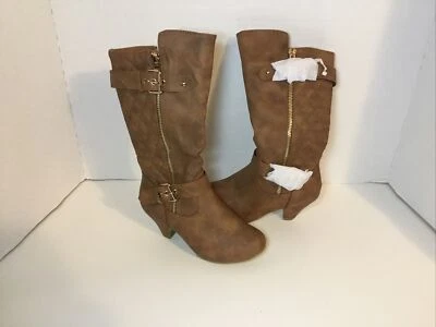 Lucky Top Cookie Quilted Buckle Mid Heel Knee High Riding Boots For Little Girls — 第 1/4 张图片