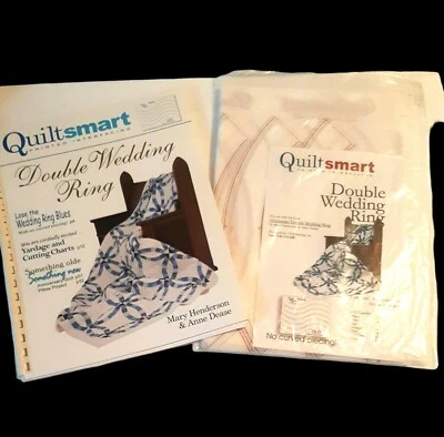 2 Panels Double Wedding Ring Quilt Smart Pattern and Interfacing Vintage 1999 - Image 1 of 4