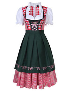 Damen Dirndl Set Trachtenkleid Oktoberfest Festkleid Kleid Cosplay Outfit DE