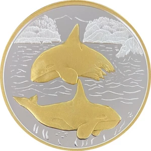 Alaska Mint Orca Whale Medallion Silver Gold Medallion Proof 1 Oz. - Picture 1 of 2