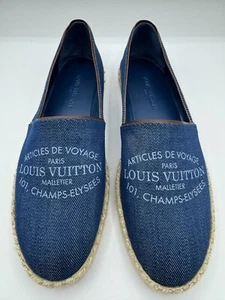 NEW Louis Vuitton Rounded Toe Espadrilles Logo Denim Pumps Size US 7.5 - Picture 1 of 7