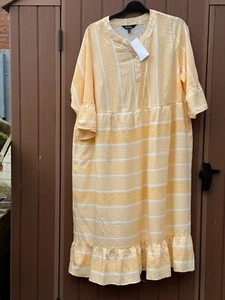 Ulla Popken Graphic Stripes Ruffle Hem Dress - Size 24 - Picture 1 of 7