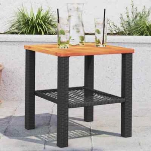 Gartentisch Beistelltisch Esstisch Terrassentisch Poly Rattan Akazienholz vidaXL - Bild 1 von 11