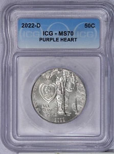 2022-D Purple Heart Half Dollar 50c ICG MS70 - Picture 1 of 2