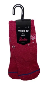 Stance Kid’s Barbie Casual Crew Socks 1 Pair S Youth 7-10 Pink w White Logo Doll - Picture 1 of 8