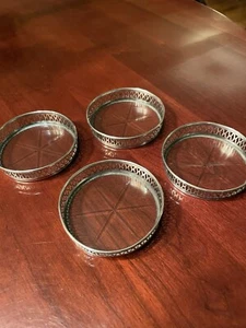Sterling & Glass Coaster Set - Picture 1 of 7