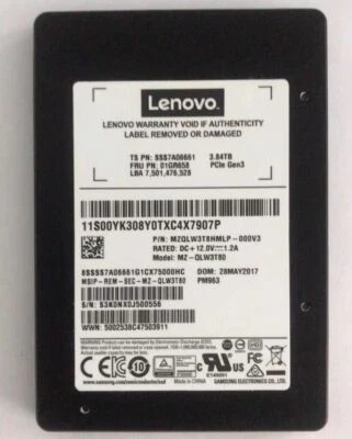 3.84TB Samsung SSD MZQLW3T8HMLP-000V3 PM963 2.5" U.2 MZ-QLW3T80 PCIE NVME New - Image 1 of 4