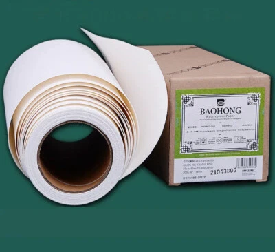Rollo de papel de acuarela 300 g 10,6/14,6 pulgadas*394 pulgadas papel profesional prensa en frío áspero Foto 1 de 4